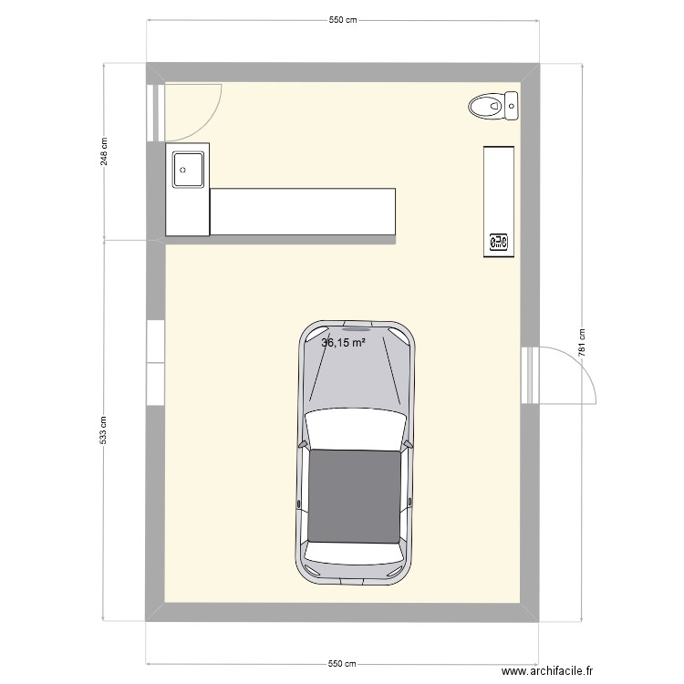 GARAGE. Plan de 1 pièce et 36 m2