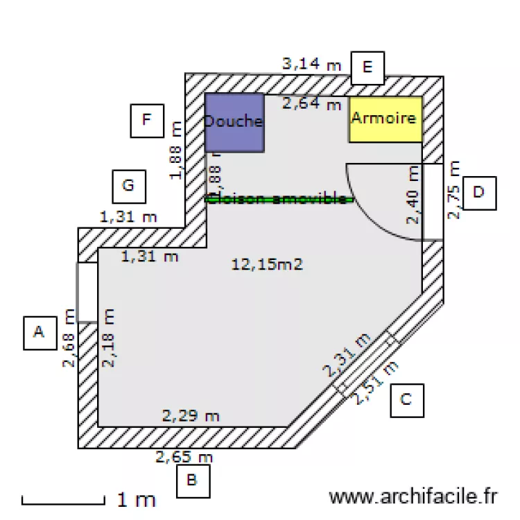 petite chambre. Plan de 