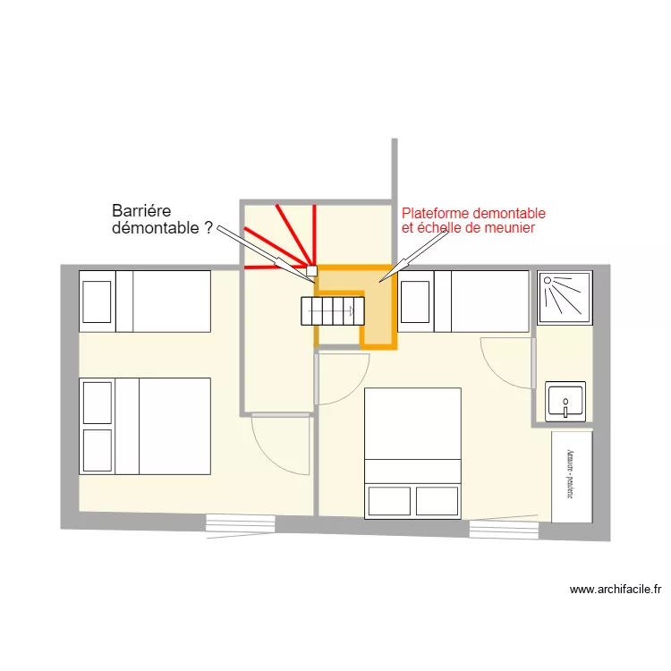 grange 10 d&eacute;cembre V3 acc&eacute;s combles. Plan de 
