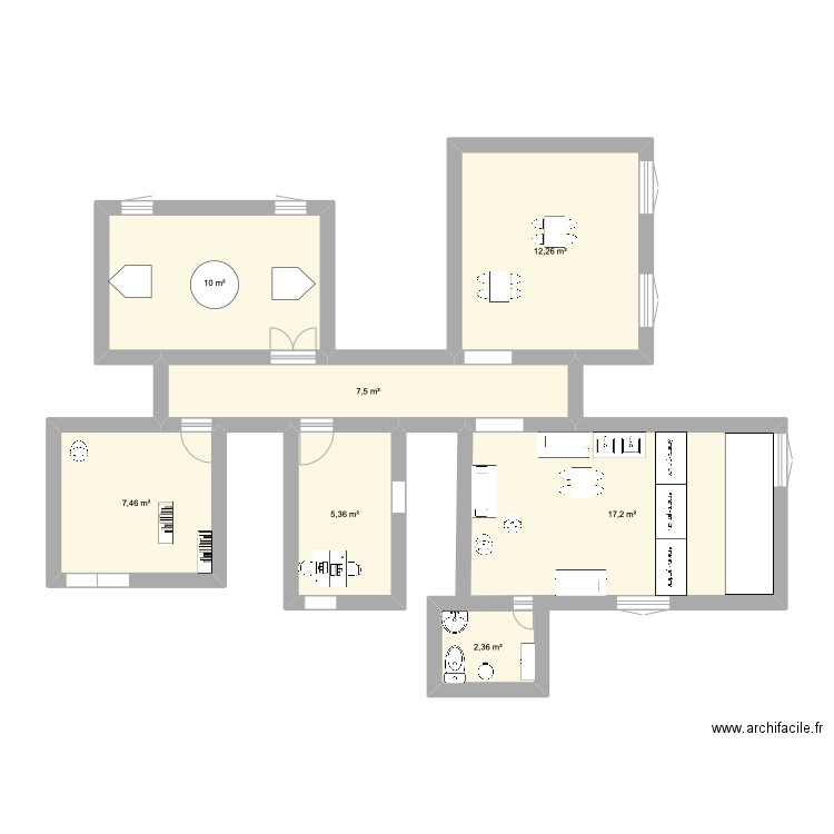 service de garde . Plan de 7 pièces et 62 m2