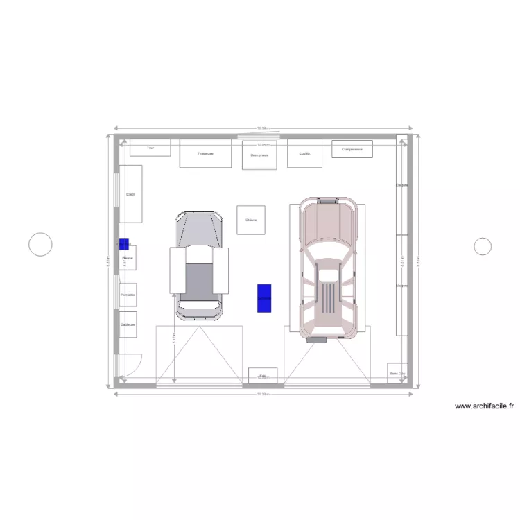 Garage Poussan &eacute;quip&eacute;. Plan de 
