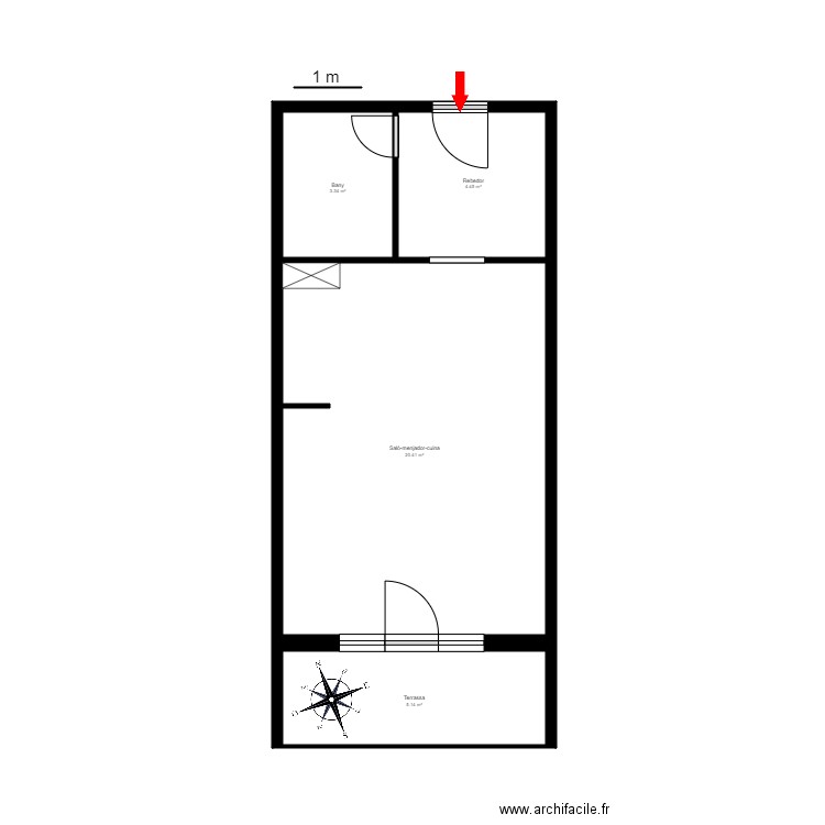 ED. DEU SOL, BLOC K, PLANTA BAIXA, AP. 15. Plan de 4 pièces et 33 m2