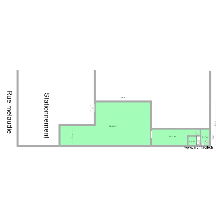 Local Guillaume. Plan de 10 pièces et 189 m2