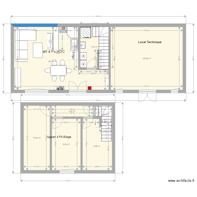 pierre de bresse Le moulin Appart 3 F4 RDC et Etage. Plan de 0 pièce et 0 m2