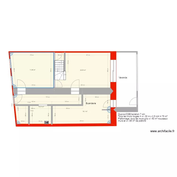 Rez-de-chauss&eacute;e maison. Plan de 