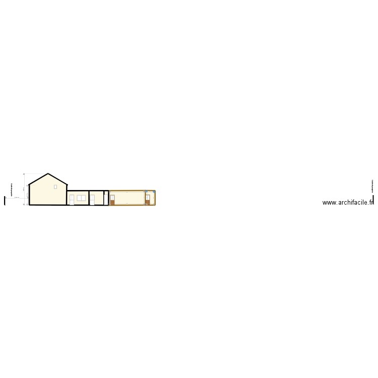 plan façade coté avant travaux face latérale. Plan de 5 pièces et 101 m2