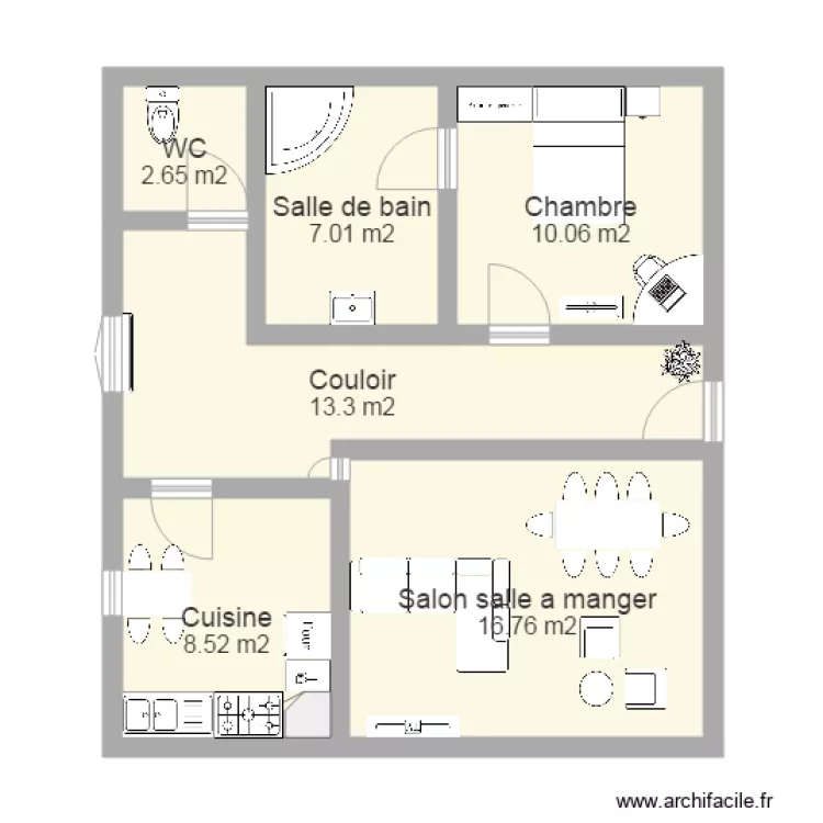 Appartement F3. Plan de 