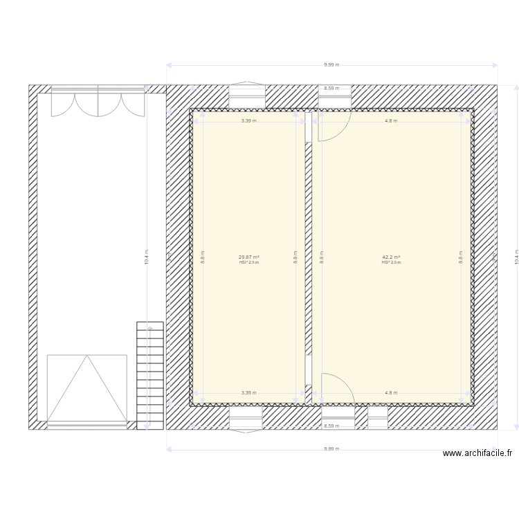 maison revel location 3. Plan de 2 pièces et 72 m2