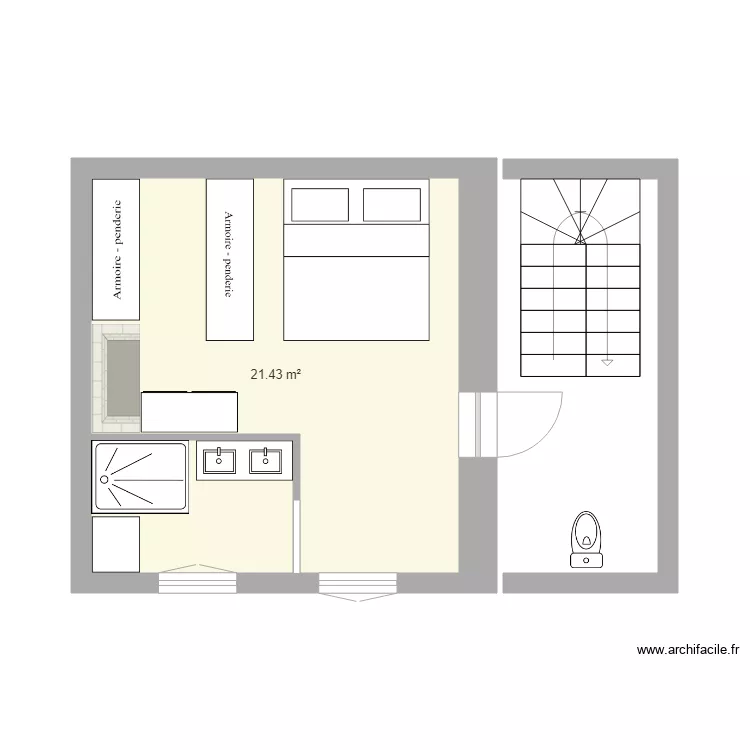 Chambre 1er &eacute;tage Marina modifi&eacute;e. Plan de 