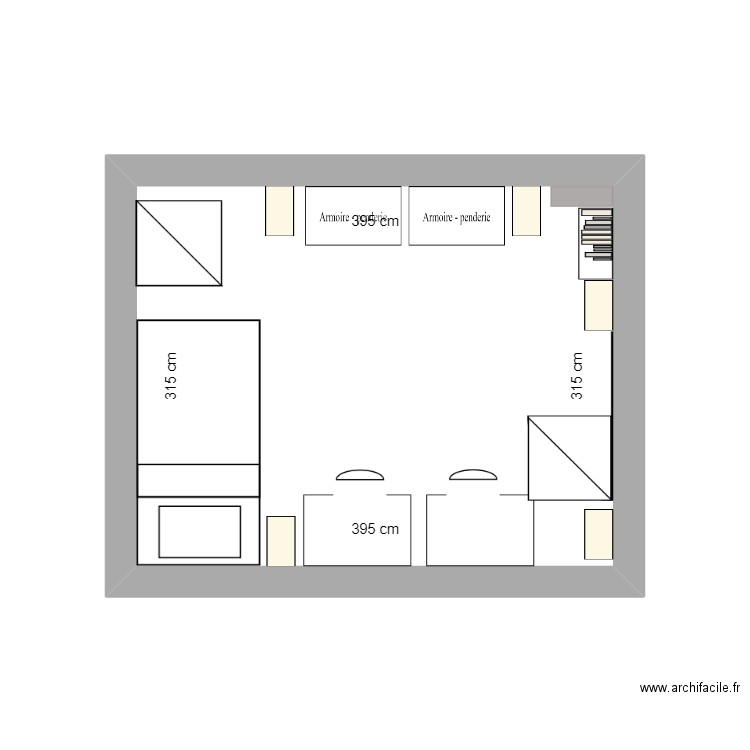 nouvelle chambre. Plan de 1 pièce et 12 m2