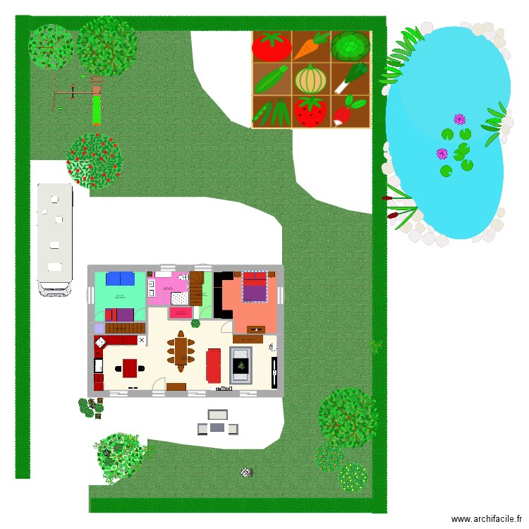 Dryvau2. Plan de 7 pièces et 91 m2