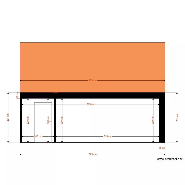 Facade ouest Carport. Plan de 
