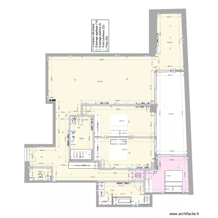 plan st ex prises et eclairage radiateur. Plan de 
