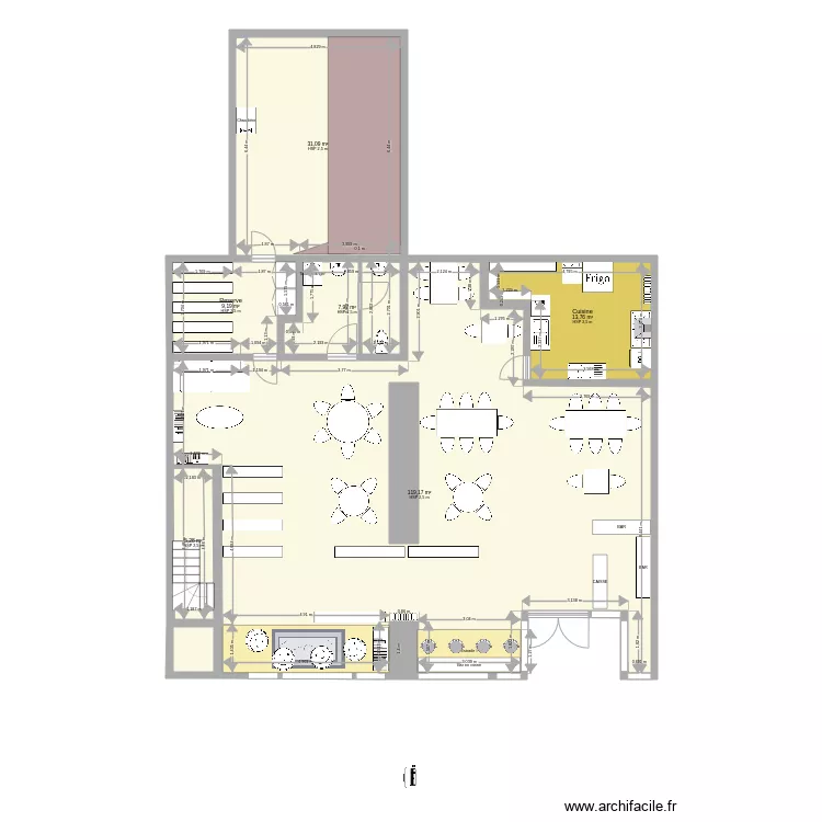 Local d&eacute;paysante V1. Plan de 