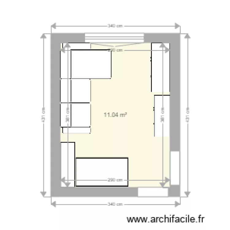 petit salon meubl&eacute;. Plan de 