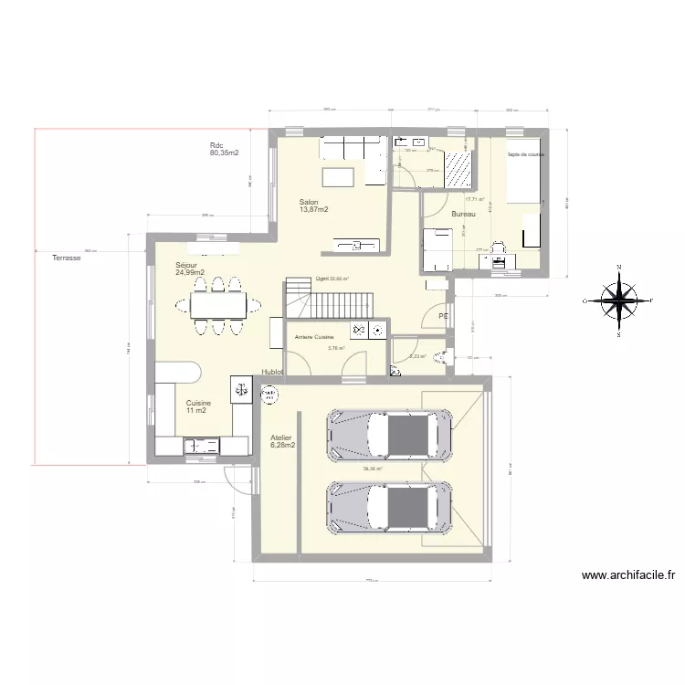 Plan sdb rdc V3. Plan de 