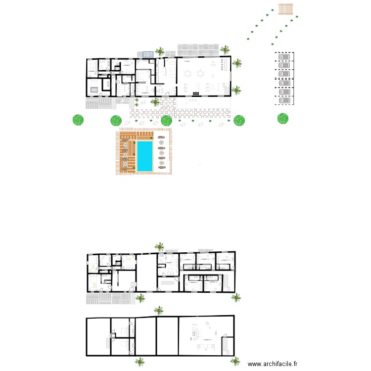 cottage 7 ch. Plan de 41 pièces et 699 m2