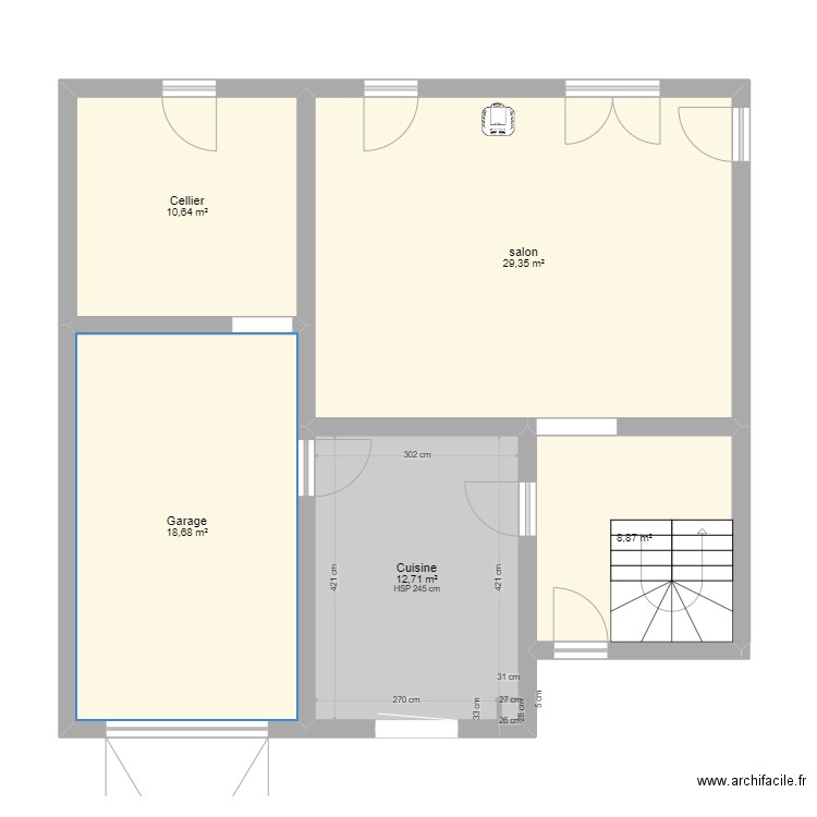 Cuisine 2. Plan de 5 pièces et 80 m2