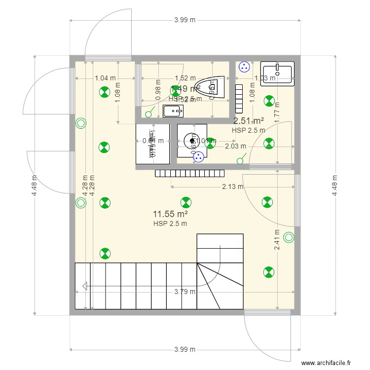 Plan Buanderie Toilettes RDC 3. Plan de 0 pièce et 0 m2