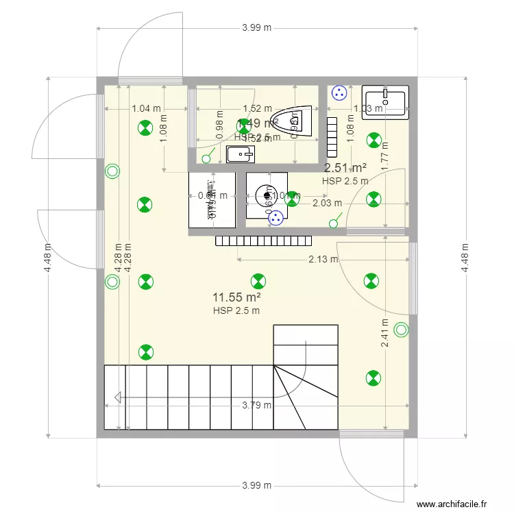 Plan Buanderie Toilettes RDC 3. Plan de 