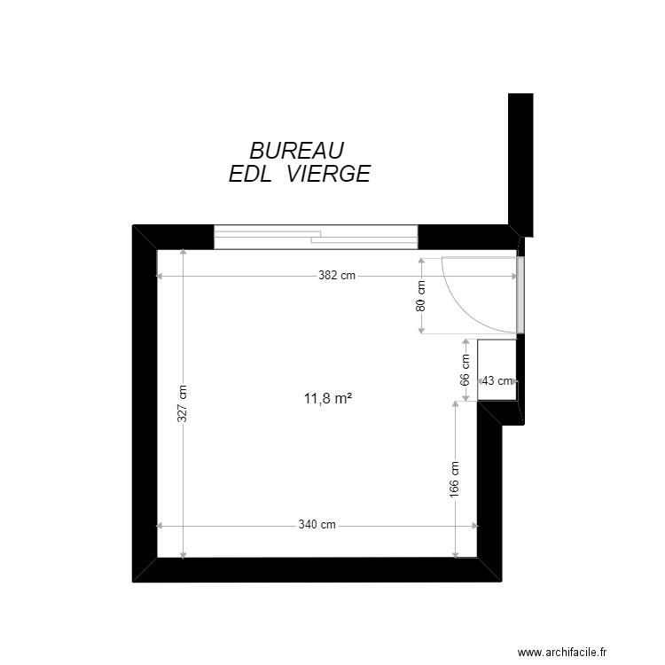 BUREAU EDL VIERGE LAGORD. Plan de 1 pièce et 12 m2