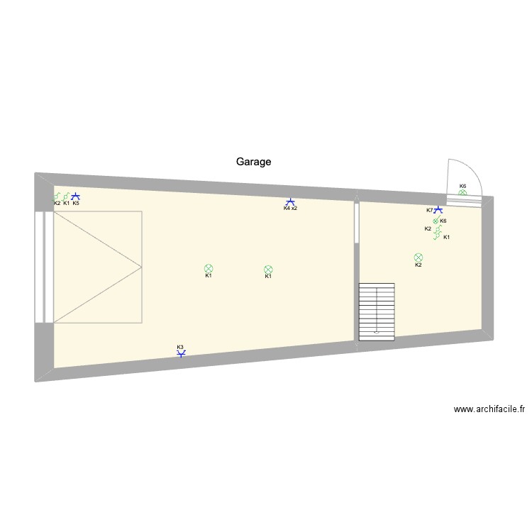 garage. Plan de 2 pièces et 33 m2