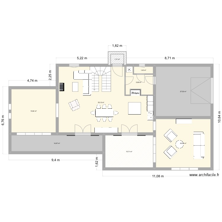 La granche. Plan de 9 pièces et 168 m2