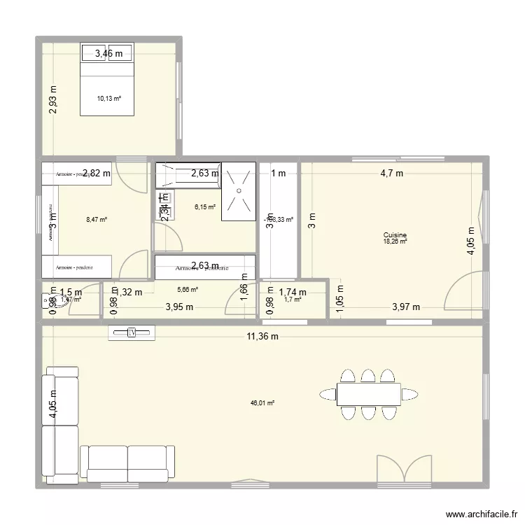ETAGE avec extension. Plan de 