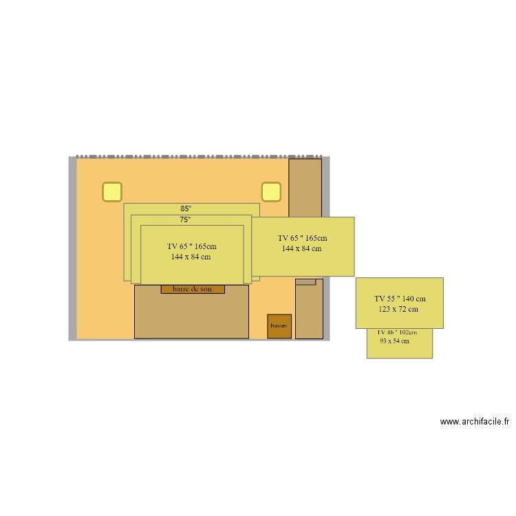 coin TV taille. Plan de 0 pièce et 0 m2