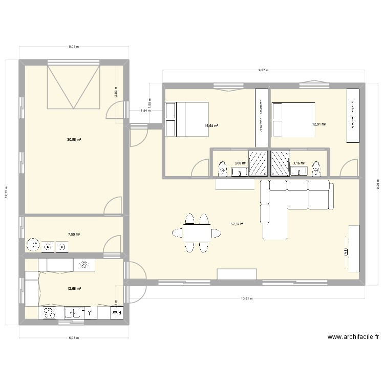 NEW3. Plan de 8 pièces et 138 m2