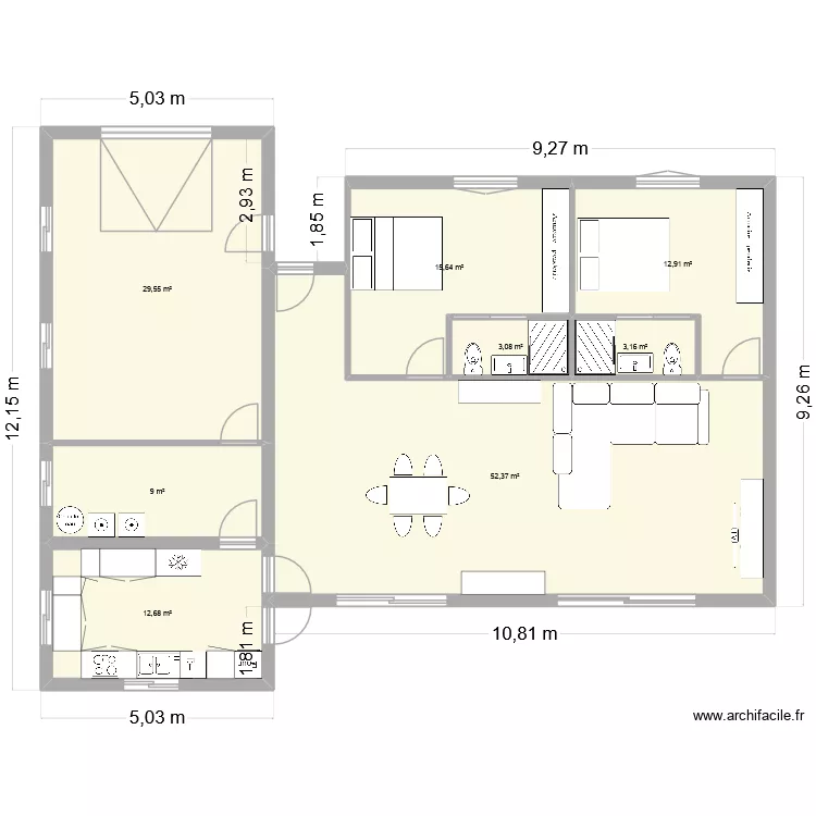 NEW3. Plan de 8 pièces et 138 m²