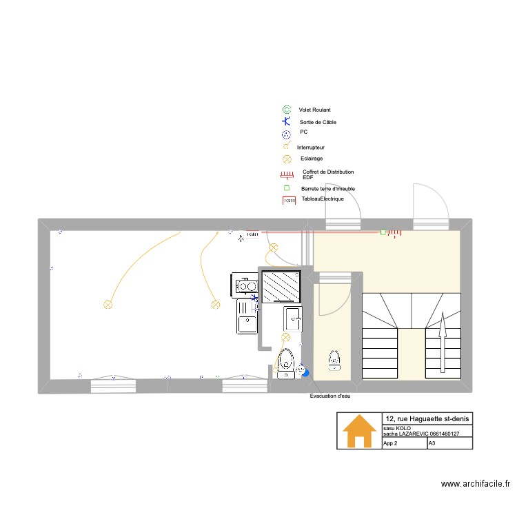 12 haguaette app3. Plan de 2 pièces et 11 m2