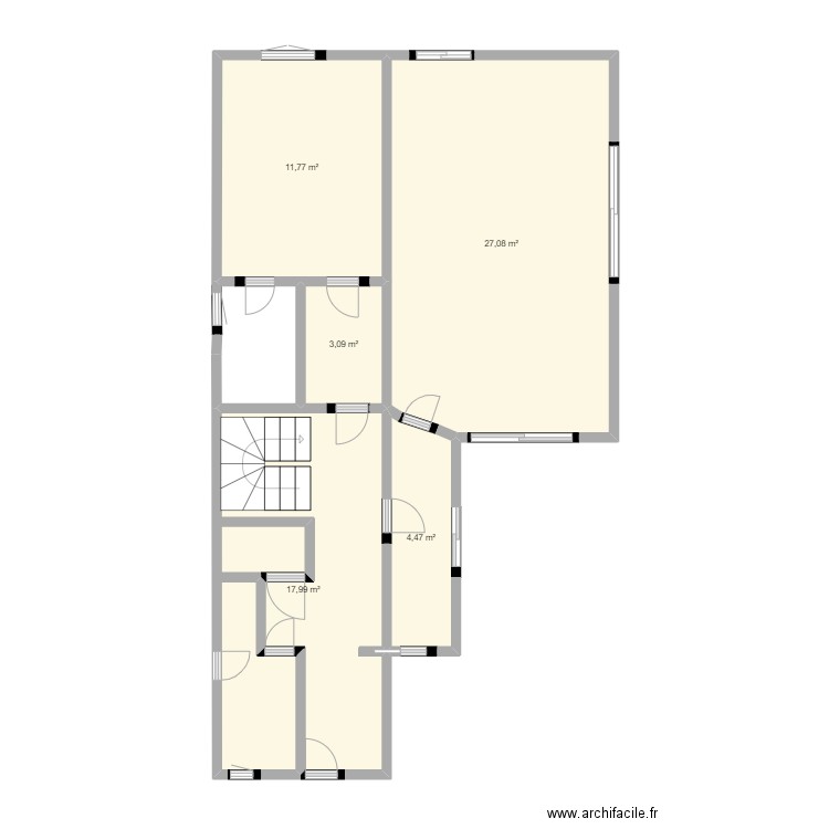 KINTELE. Plan de 5 pièces et 64 m2