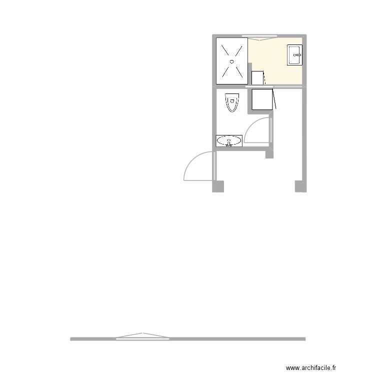 cordovado sdb. Plan de 1 pièce et 3 m2