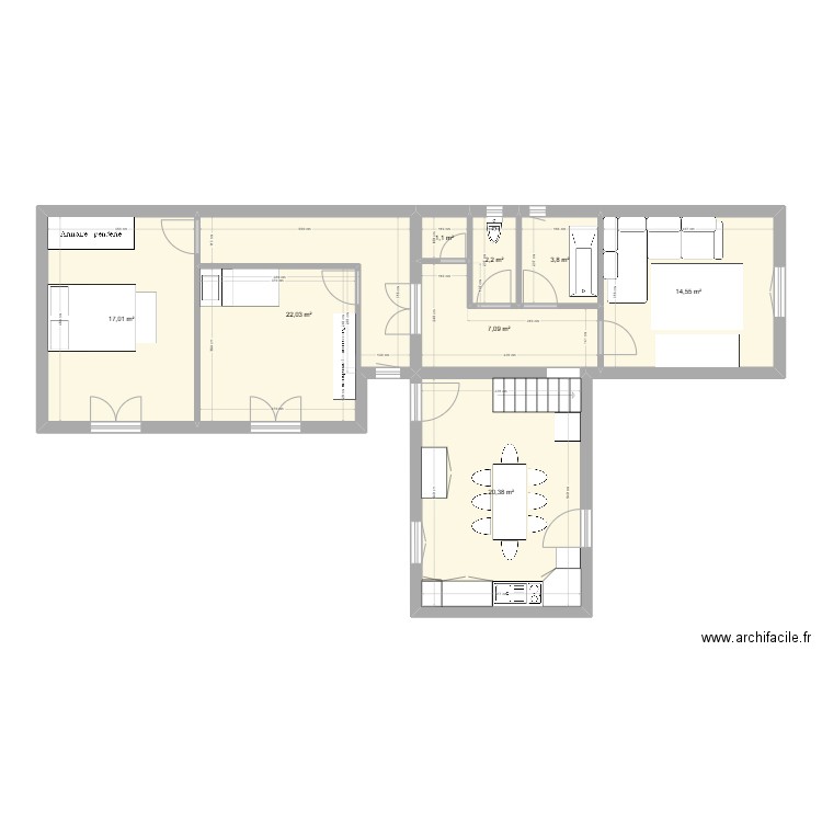 Plan de base actuel cuisine. Plan de 8 pièces et 88 m2