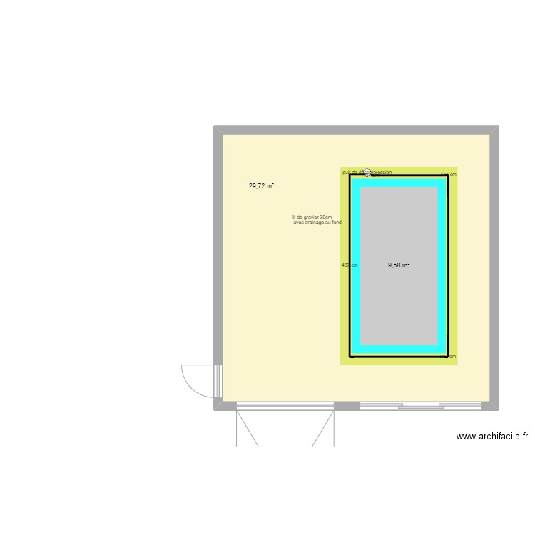 garage piscine avec drainage 2. Plan de 2 pièces et 53 m2