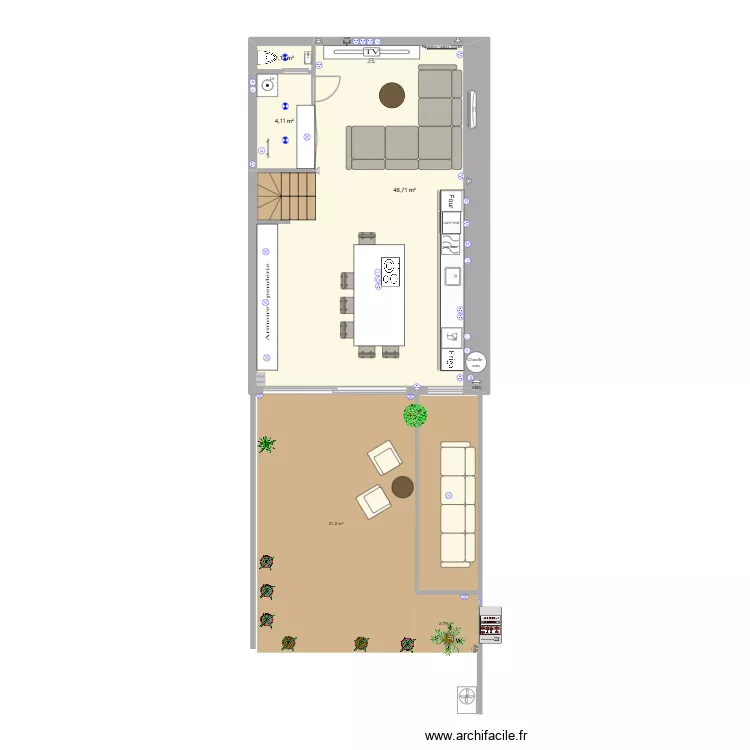 RDC LOFT 10. Plan de 3 Pièces et 54 m² RDC LOFT 10. Plan de 3 Pièces et 54 m²
