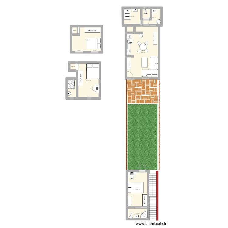 PROJET LENORMAND. Plan de 11 pièces et 74 m2