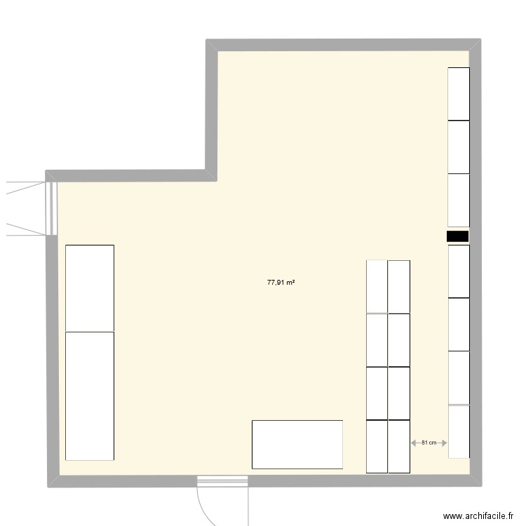 Quarantaine 1. Plan de 1 pièce et 78 m2