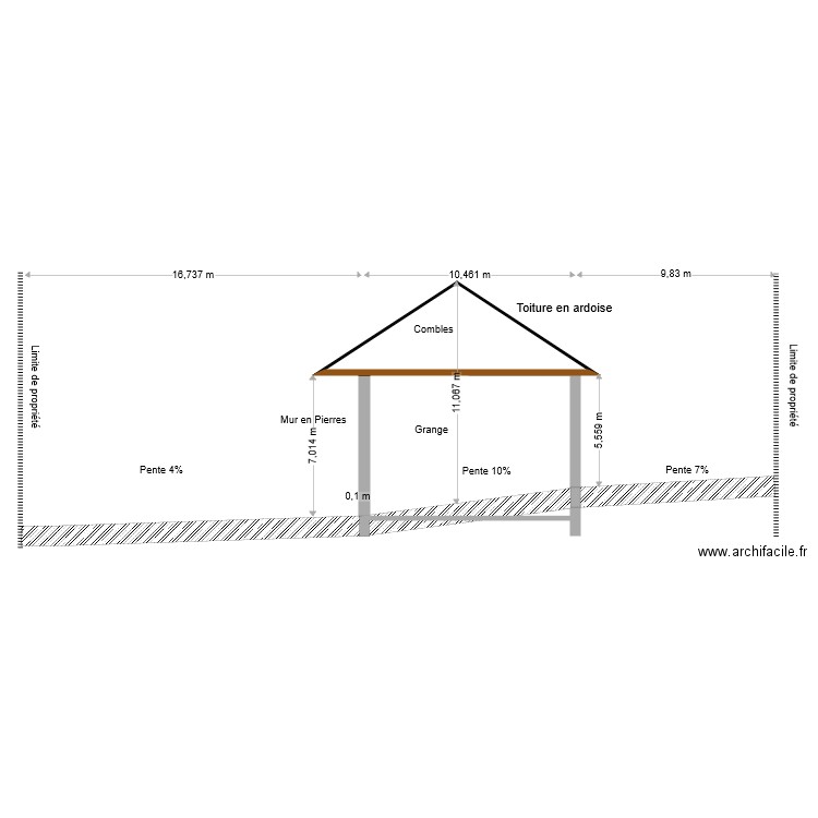 plan de coupe actuel. Plan de 0 pièce et 0 m2