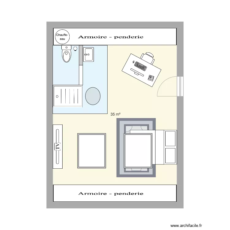 Chambre grenier. Plan de 