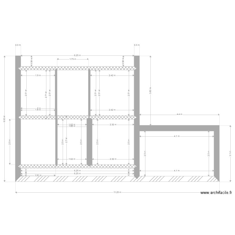coupe vertical façade maison actuelle. Plan de 0 pièce et 0 m2