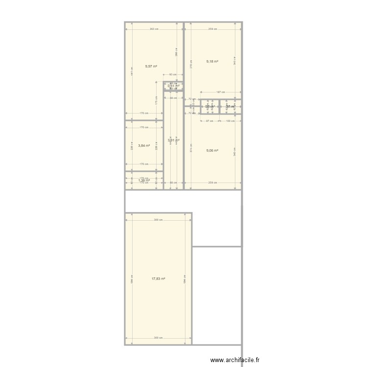 deniau. Plan de 10 pièces et 57 m2