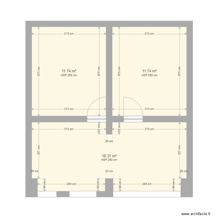 tournan ambulatoire bureau 3. Plan de 3 pièces et 42 m2