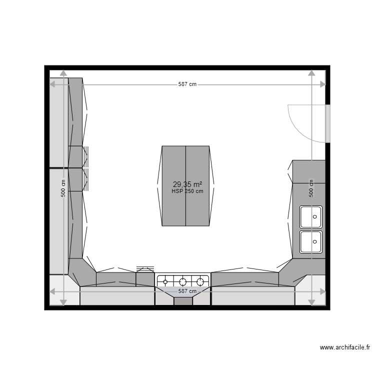 albaloushy. Plan de 1 pièce et 29 m2