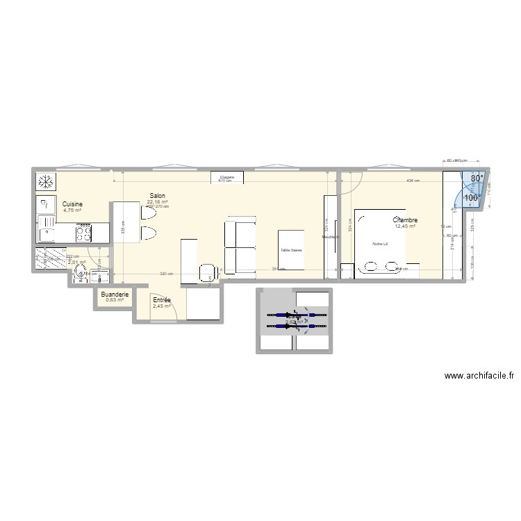 Ville-d'Avray. Plan de 7 pièces et 48 m2