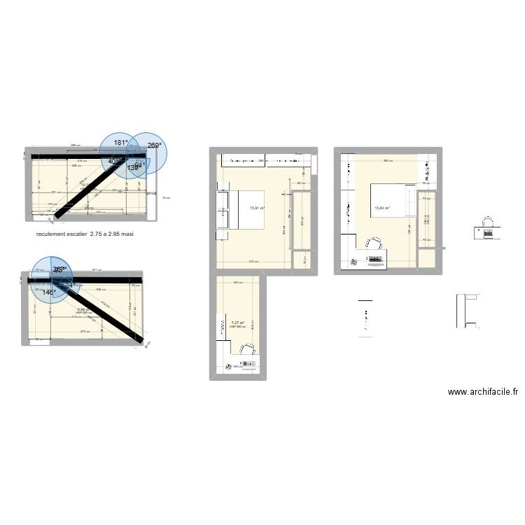 241. Plan de 9 pièces et 64 m2