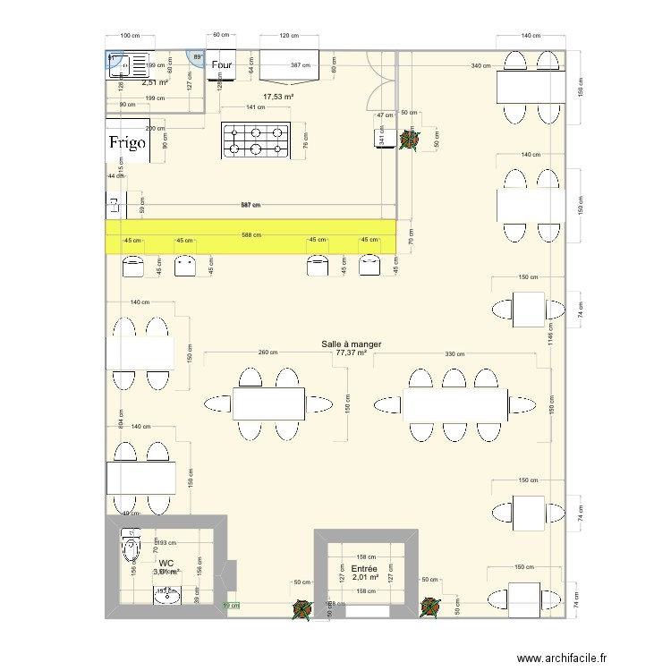 La fondue . Plan de 5 pièces et 111 m2