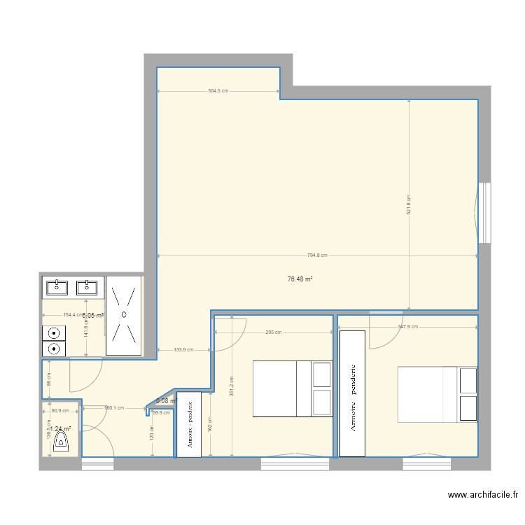 ROMAN R+1. Plan de 4 pièces et 83 m2