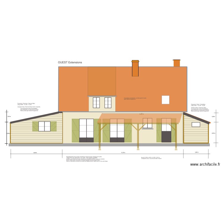 Meaulne Façade Ouest extansions. Plan de 0 pièce et 0 m2